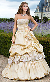  Ball Gown Strapless Floor-length Taffeta Evening Dress