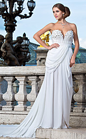 Sheath/Column Sweetheart Court Train Chiffon Evening Dress 