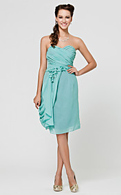  Sheath/ Column Sweetheart Knee-length Chiffon Bridesmaid Dress