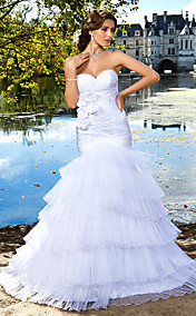 Trumpet/ Mermaid Sweetheart Floor-length Organza Tiered Wedding Dress