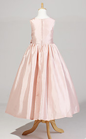 Sweet Sleeveless Taffeta Wedding/Party Flower Girl Dress With Bow 
