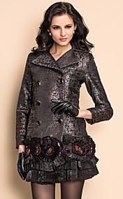 TS High End 3D Flower Handmade Beads Trench Coat