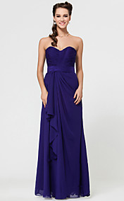 Sheath/Column Sweetheart Floor-length Chiffon Bridesmaid Dress With Cascading Ruffles