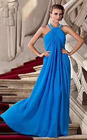  Sheath/Column Halter Floor-length Chiffon Evening Dress
