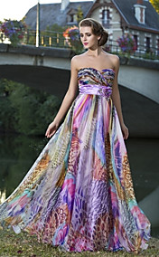 Sheath/Column Sweetheart Strapless Floor-length Chiffon Evening/Prom Dress With Flower(s)