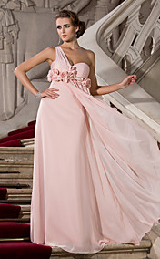  Sheath/Column One Shoulder Floor-length Chiffon Evening Dress