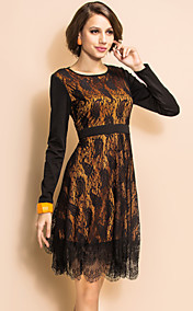 TS Lace Layered Long Sleeve Swing Dress