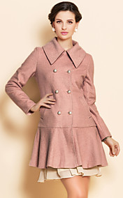 TS Double Breast Ruffle Hem Tweed Coat