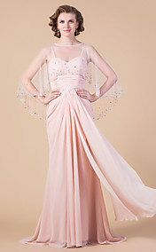  Sheath/Column Sweetheart Sweep/Brush Train Chiffon Mother of the Bride Dress With A Wrap