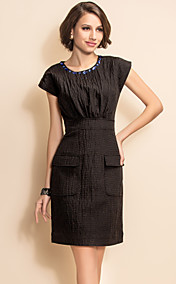 TS Gem Decor Pocket Textured Sheath Dress