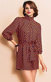 TS Argyle Print High Neck Bow Tie Dress