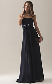Empire Strapless Floor-length Chiffon Over Satin Bridesmaid Dress
