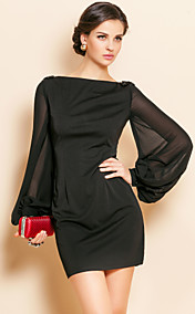 TS Simplicity Beads Lantern Sleeve Jersey Sheath Dress