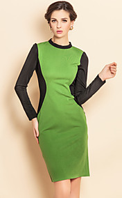 TS Contrast Color Long Sleeve Jersey Dress