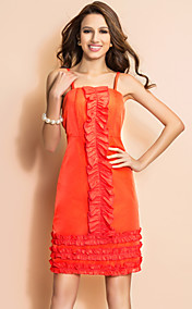 TS Sheer Ruffle Spaghetti Strap Dress