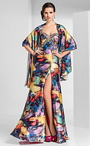 Sheath/Column Sweetheart Floor-length Satin Evening Dress With Pattern/Print