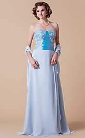 Sheath/Column Sweetheart Floor-length Chiffon And Taffeta Mother of the Bride Dress With A Wrap 
