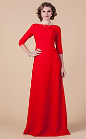 Sheath/Column Bateau Floor-length Chiffon Mother of the Bride Dress 