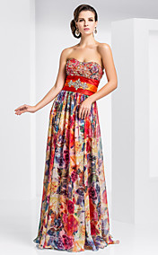 Sheath/Column Sweetheart Floor-length Chiffon Evening Dress With Pattern/Print