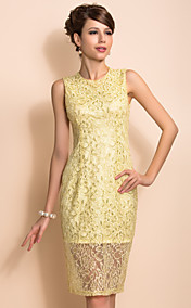 TS Simplicity Gold Lace Sleeveless Sheath Dress
