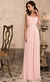 Sheath/Column Scoop Floor-length Chiffon Evening Dress With Beading 