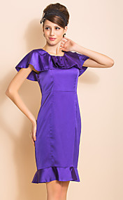 TS Cape Collar Sleeveless Ruffle Fishtail Sheath Dress
