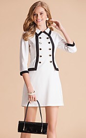 TS Contrast Color Taping Three Quarter Sleeve Slim Fit Dress