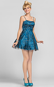 Ball Gown Spaghetti Straps Short/Mini Tulle Cocktail Dress