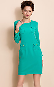 TS Simplicity Pockets Decor Slim Fit Long Sleeve Sheath Dress