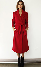 Women's Tailored Lapel Long Coat with Belt