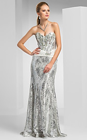 Sheath/Column Sweetheart Floor-length Sequined Evening Dress