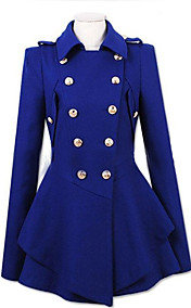 Women's Double-breasted Pleated Hem Cashmere Blends Coat