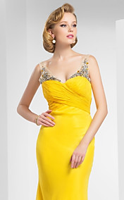 Trumpet/Mermaid Straps Sweep/Brush Train Chiffon Evening Dress   