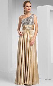 Sheath/Column One Shoulder Floor-length Satin Chiffon Evening/Prom Dress 