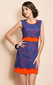 TS VINTAGE Contrast Color Lace Splicing Slim Dress