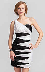 Sheath/Column One Shoulder Short/Mini Chiffon Cocktail Dress