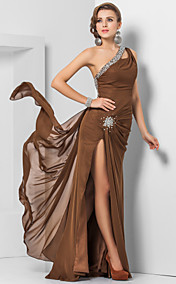  Sheath/Column One Shoulder Floor-length Chiffon Evening Dress