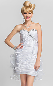  Sheath/Column Sweetheart Short/Mini Charmeuse And Tulle Cocktail Dress