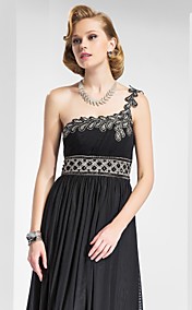 Sheath/Column One Shoulder Floor-length Stretch Satin Evening Dress