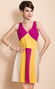 TS Contrast Coloar Vest Swing Jersey Dress