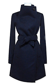 Lady Fashion Wide Lapel Woolen Coat