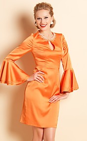 TS Layered Ruffle Flare Sleeve Beads Collar Dress