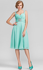 A-line Princess Sweetheart Knee-length Chiffon Evening Dress