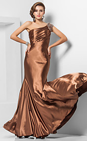  Trumpet/Mermaid One Shoulder Floor-length Stretch Satin Evening Dress