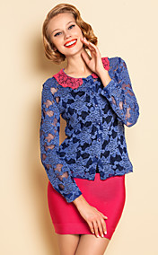 TS Contrast Color Lace Blouse Shirt