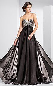 A-line Sweetheart Sweep/Brush Train Chiffon And Sequined Evening Dress 