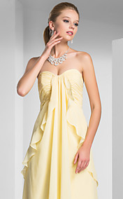 Sheath/ Column Sweetheart Sweep/ Brush Train Chiffon Elastic Woven Satin Evening Dress