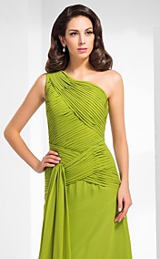Chiffon Sheath/ Column One Shoulder Floor-length Evening Dress inspired by Sigourney Weaver at Golden Globe