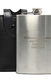 Personalized Stainless Steel 8-oz Flask with Leather Holder