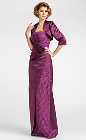  Sheath/Column Strapless Floor-length Lace And Satin Mother of the Bride Dress With A Wrap